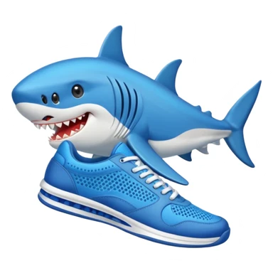 Tiburón con zapatos tenis azules sticker
