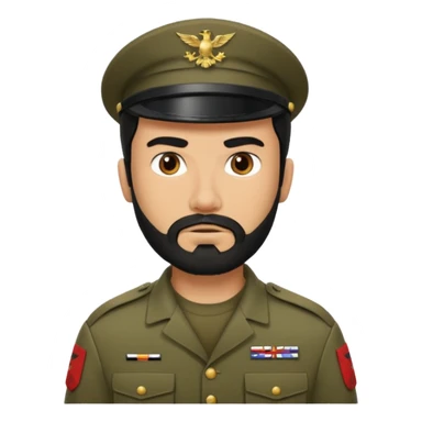 male soldier black hair and beard tyle sticker