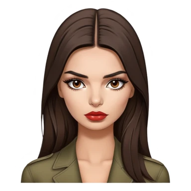 Emily Ratajkowski, brunette fashion model with long dark hair, pouty lips, and defined eyebrows sticker
