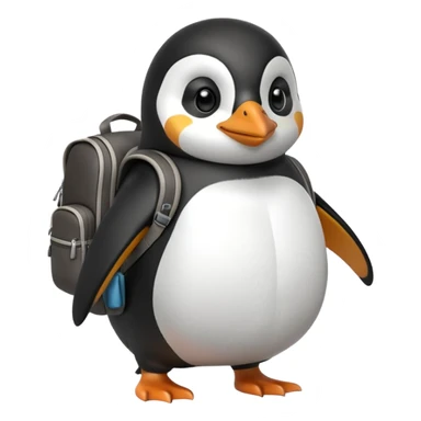 penguin with backpack direct looking to camera sticker