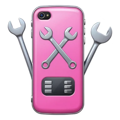 pink cellphone with a wrench sticker