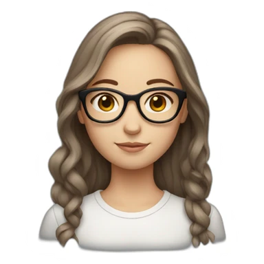 Young white girl with middle brown hair and glasses sticker