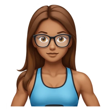 Mujer fitness con lentes y cabello largo sticker