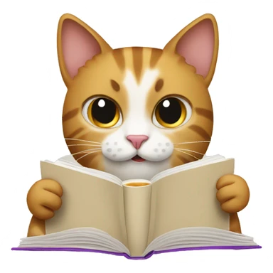 cat drinking a coffee while simultaneously reading a book sticker