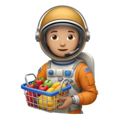 astronauta con canasta para hacer compras vacía sticker