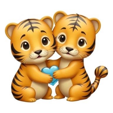 tiger and little sea lion in love sticker