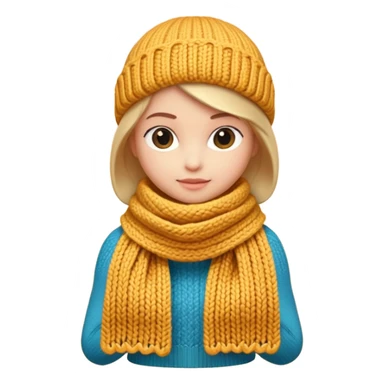A 3D cartoon wool scarf with visible knitted stitches and gentle folds, warm colors, soft lighting, Memoji-style. sticker
