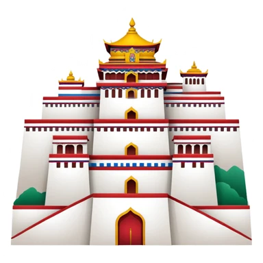 Tibetan Potala Palace Lhasa, simplified emoji style with bold outlines and bright colors, cartoon style white and red palace sticker