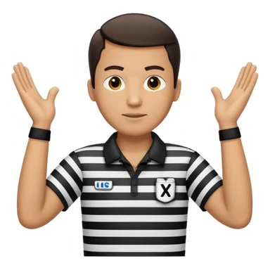 referee with raised arms crossed like an X sticker