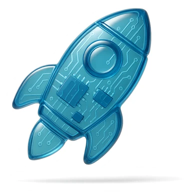 rocket icon with glossy circuit style sticker