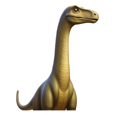 Cinematic Noble Brachiosaurus Portrait Emoji, Poised and majestic, with a towering, elongated neck stretching gracefully from a robust, column-like body, a small, gentle head with curious eyes, and subtle, textured skin in earthy tones, Simplified yet sharply defined features, highly detailed, glowing with a soft, golden radiance, high shine, intelligent and serene, stylized with an air of prehistoric grandeur, focused and calm, soft glowing outline, capturing the essence of a watchful and confident Brachiosaurus that appears ready to gracefully emerge from the screen with effortless power! sticker