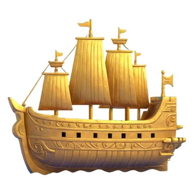 ancient golden ship with Anunnaki motifs underwater weathered look sticker