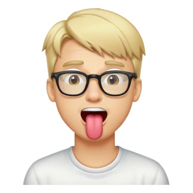 blond guy with glasses, with tongue out drooling sticker
