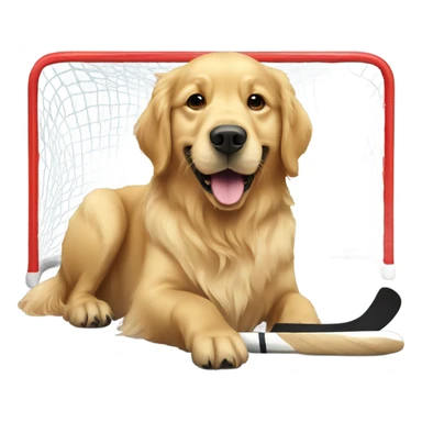 Golden retriever playing hockey sticker