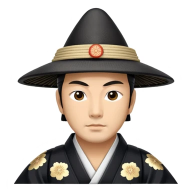 Japanese shogun, black kimono, traditional eboshi hat, Edo era sticker