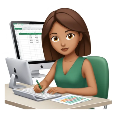 brown female editing excel sheet on a computer sticker