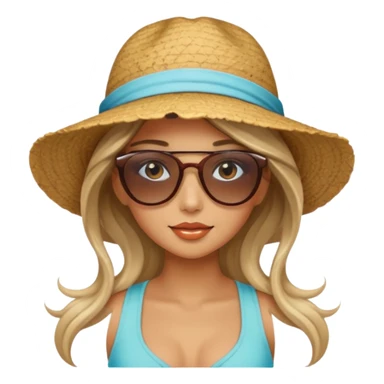 pretty girl with long hair and highlights makeup 🐬 at the beach. 🏝️ sticker