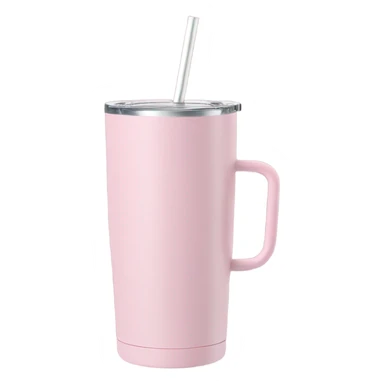 Pastel pink, inspired by Stanley, 40 oz tumbler with handle, and straw sticker