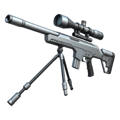 futuristic sniper rifle with an extra-long barrel, missile warhead tip, advanced gadgets sticker