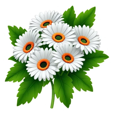 bouquet Gerbera Daisy White, luxuriant, leaf, bud sticker