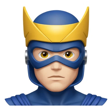 marvel superhero cyclops x-men. blue cowl with iconic yellow visor with red stripe through sticker