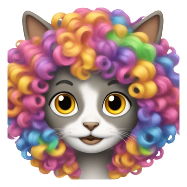 A cat wearing a wig sticker