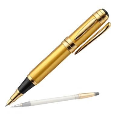3D perspective academic premium golden ink pen sticker