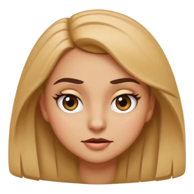 expressive iOS-style emoji of a sassy girl, head tilted, eyes squinting, playful smirk, one eyebrow raised, hand on hip, dramatic petty look sticker