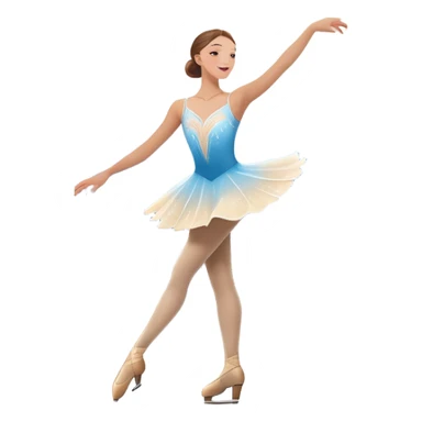 An icon showing a graceful figure skater performing a spin on the ice in a grand ice palace. The rink is illuminated by soft light beams, with cheering spectators in the stands. Snowflakes gently fall, adding to the magical atmosphere. Transparent background highlights elegance and artistry. sticker