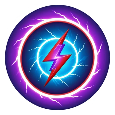 Red and blue lightening in a circle shape with effects like real lightening with purple effects  sticker