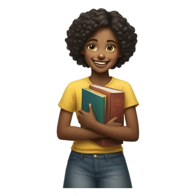 smiling girl portrait realism holding books sticker