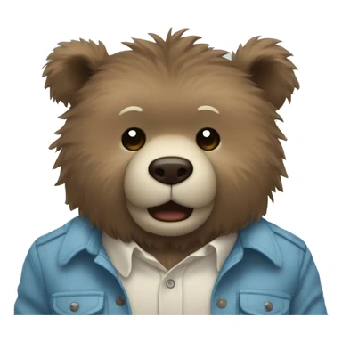 Blue fuzzy bear wearing button up shirt punching   sticker