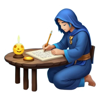 human mystic writing formulas on glowing moon surface sticker