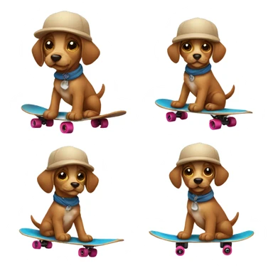 Puppy wearing hat riding skateboard  sticker