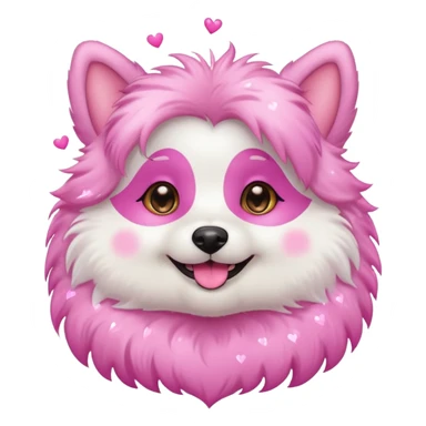 Cute dog with pink hearts and sparkles around her sticker