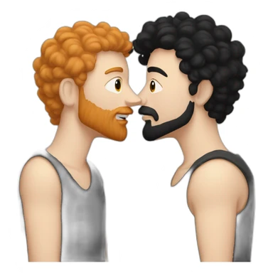 White Man with black hair and ginger beard kissing white man with black hair sticker
