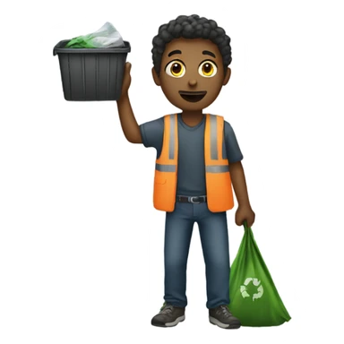 A man collecting garbage emoji. sticker