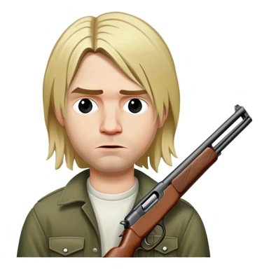 Kurt Cobain with shotgun pointing on his head sticker