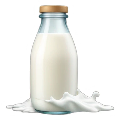 a bottle of milk dropping milk in a glass sticker