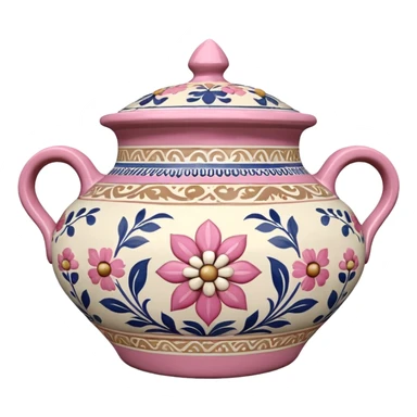Pink, white and beige Talavera pot sticker