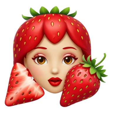 strawberry 🍓 and red kiss 💋 fashioned stylish little emoji for “slay” reaction sticker