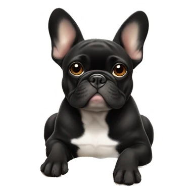 Black-and-tan French bulldog laying on big pile of gold coins sticker