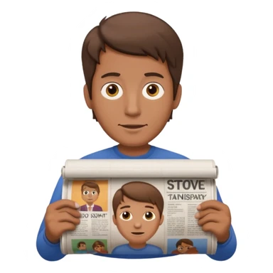 man holding rolled newspaper sticker