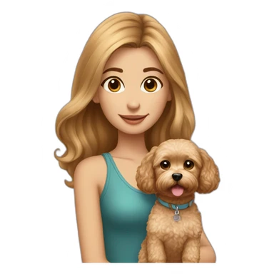 girl brunette with golden maltipoo sticker