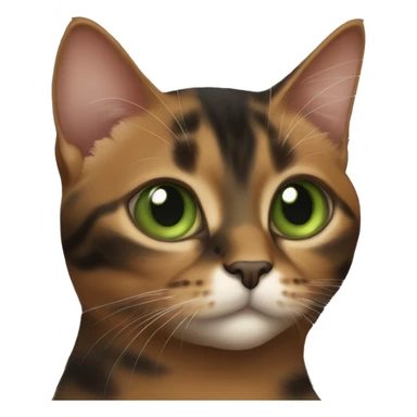 green eyes torbie cat with brown black and reddish coat color sticker