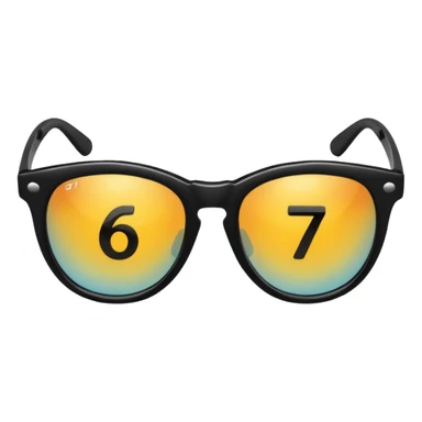 Sunglasses with the number 67 on them sticker