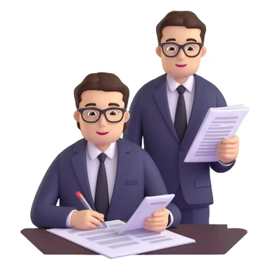 professional male accountant in suit reviewing documents sticker
