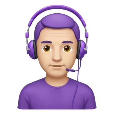 man with purple headphones and tshirt sticker