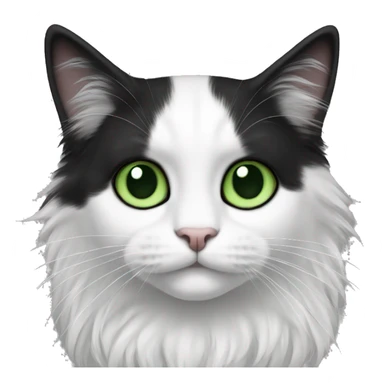 black and white cat long haired green eyes sticker
