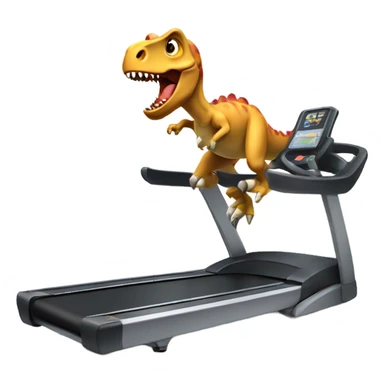 Fitness dinosaur running forward on treadmill sticker